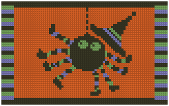 Counted Petit point Pattern - Mini Halloween Spider Door Mat 2 - Click Image to Close